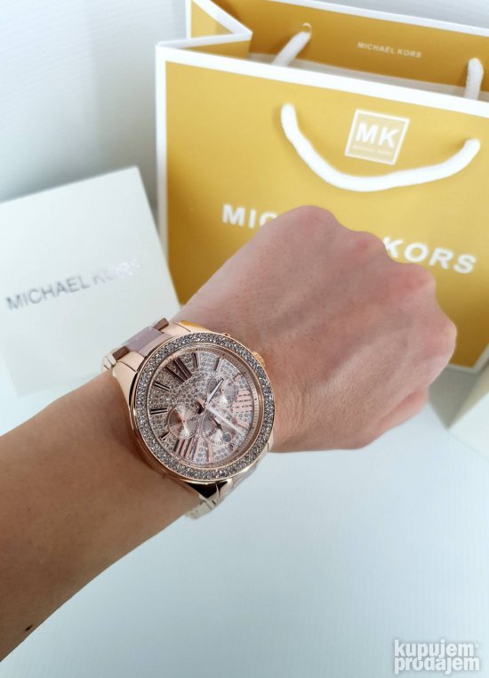 Michael Kors Wren Crystals Rose Gold Dial Rose Gold Steel Strap Watch