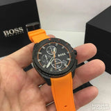 Hugo Boss Volane Chronograph Black Dial Orange Silicone Strap Watch for Men - 1513957