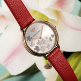 Emporio Armani Kappa Classic Quartz Silver Dial Red Leather Strap Watch For Women - AR11114