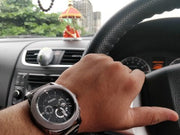 Fossil Machine Chronograph Black Dial Grey Steel Strap Watch for Men - FS4662
