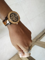 Fossil Stella Multifunction Brown Dial Two Tone Steel Strap Watch for Women - ES4079