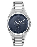 Hugo Boss Steer Chronograph Blue Dial Silver Steel Strap Watch For Men - 1514048