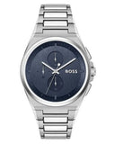 Hugo Boss Steer Chronograph Blue Dial Silver Steel Strap Watch For Men - 1514048