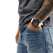 Hugo Boss Velocity Chronograph Black Dial White Rubber Strap Watch for Men - 1513718