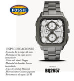 Fossil Inscription Multifunction Silver Dial Grey Steel Strap Watch for Men - BQ2657