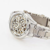 Fossil Rye Automatic Skeleton Silver Dial Silver Steel Strap Watch for Women - BQ3753