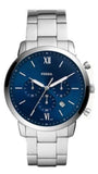 Fossil Neutra Chronograph Blue Dial Silver Steel Strap Watch for Men - FS5792