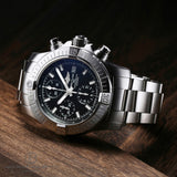 Breitling Avenger Chronograph 43 Black Dial Silver Steel Strap Watch for Men - A13385101B1A1