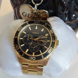 Guess BFF Multifunction Black Dial Gold Steel Strap Watch for Women - W0231L3