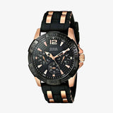 Guess Oasis Black Dial Two Tone Steel Strap Watch for Men - W0366G3