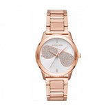 Michael Kors Hartman Analog White Dial Rose Gold Steel Strap Watch For Women - MK3673