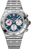 Breitling Chronomat B01 42 Six Nations France Blue Dial Silver Steel Strap Watch for Men - AB0134A81C1A1