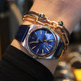 Breitling Chronomat Automatic 36 South Sea Blue Dial Blue Leather Strap Watch for Women - A10380611C1P1