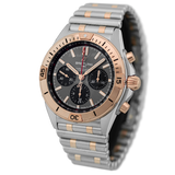 Breitling Chronomat B01 42 18K Red Gold Black Dial Two Tone Steel Strap Watch for Men - UB01341A1B1U1