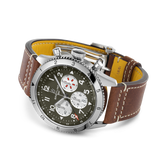 Breitling Super Avi B04 Chronograph GMT 46 Curtiss Warhawk Green Dial Brown Leather Strap Watch for Men - AB04452A1L1X1