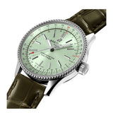 Breitling Navitimer Automatic 35 Green Dial Green Leather Strap Watch for Women - A17395361L1P1