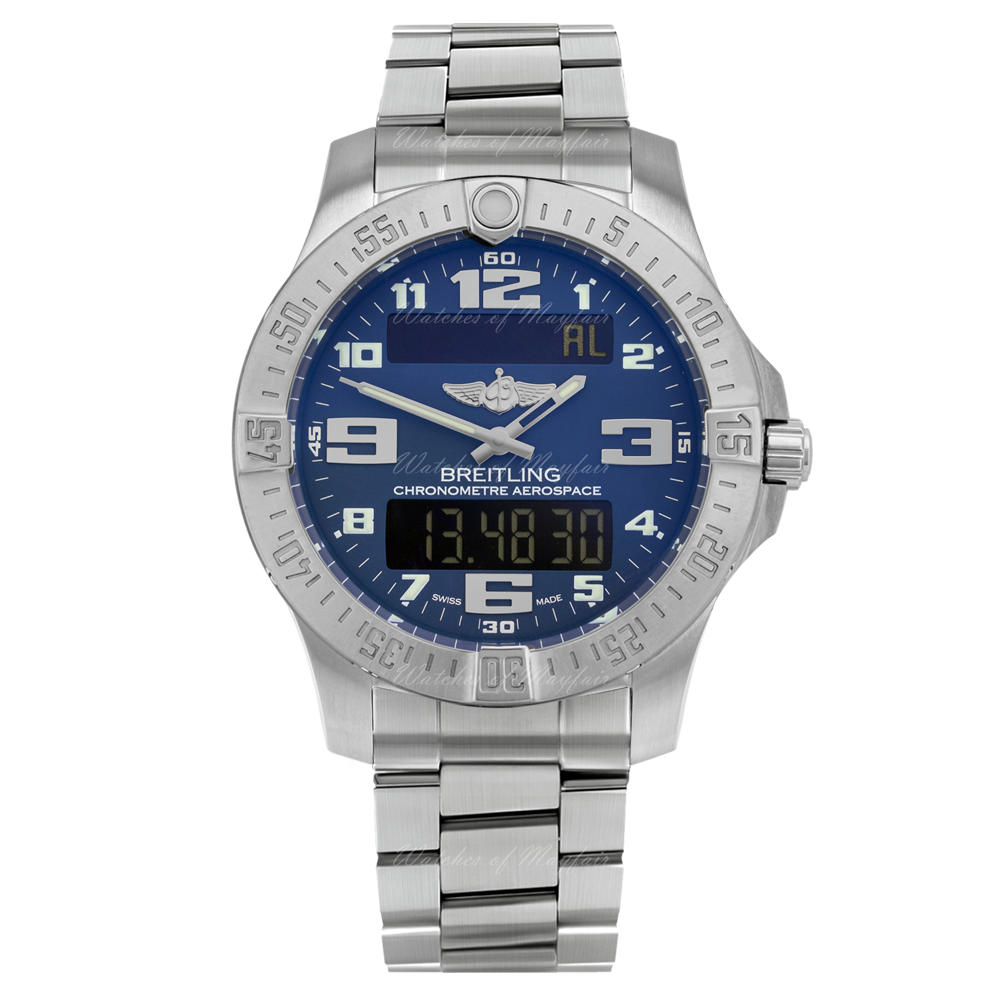 Breitling Aerospace Evo Blue Dial Silver Steel Strap Watch for Men