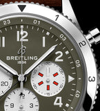 Breitling Super Avi B04 Chronograph GMT 46 Curtiss Warhawk Green Dial Brown Leather Strap Watch for Men - AB04452A1L1X1