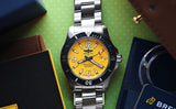 Breitling Superocean II Automatic 44mm Yellow Dial Silver Steel Strap Watch for Men - A17367021I1A1