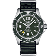Breitling Superocean Automatic 44mm Outerknown Green Dial Green Nylon Strap Watch for Men - A17367A11L1W1