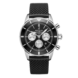 Breitling Superocean Heritage B01 Chronograph 44 Black Dial Black Mesh Bracelet Watch for Men - AB0162121B1S1