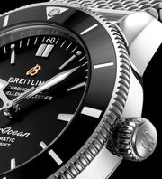 Breitling Superocean Heritage B20 Automatic 42 Black Dial Silver Mesh Bracelet Watch for Men - AB2010121B1A1