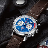 Breitling Top Time B01 Shelby Cobra Blue Dial Brown Leather Strap Watch for Men - AB01763A1C1X1