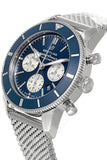 Breitling Superocean Heritage B01 Chronograph 44 Blue Dial Silver Mesh Bracelet Watch for Men - AB0162161C1A1