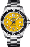 Breitling Superocean Automatic 44mm Yellow Dial Silver Steel Strap Watch for Men - A17375211/1A1