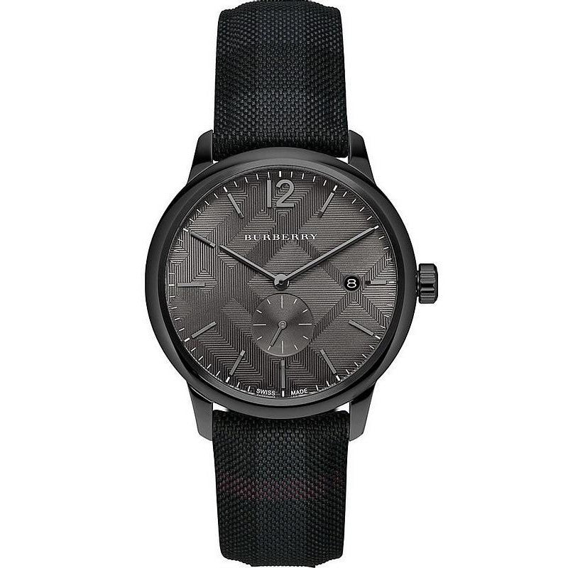 Burberry The Classic Round Horseferry Black Dial Black Leather Strap W