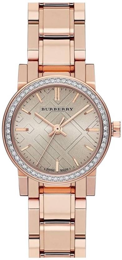 Burberry The City Diamonds Rose Dial Rose Gold Steel Strap Watch Burberry The City Diamonds Rose Dial Rose Gold Steel Strap Watch