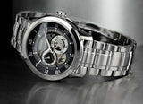 Bulova BVA Dual Aperture Black Dial Silver Steel Strap Watch for Men - 96A119