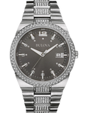 Bulova Crystal Collection Brown Dial Silver Steel Strap Watch for Men - 96B221