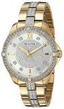 Bulova Crystal Collection Silver Crystal Dial Gold Steel Strap Watch for Women - 98L228