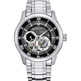 Bulova BVA Dual Aperture Black Dial Silver Steel Strap Watch for Men - 96A119