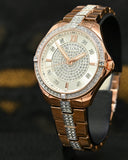 Bulova Crystal Collection Silver Dial Rose Gold Steel Strap Watch for Women - 98L229