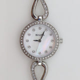 Bulova Crystals Quartz Mother of Pearl Dial Silver Steel Strap Watch for Women - 96X129