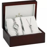 Bulova Crystals White Dial Silver Steel Strap Watch for Women - 96X114