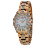 Bulova Crystal Mother of Pearl Dial Rose Gold Steel Strap Watch for Women - 98L197