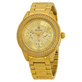 Bulova Multi Function Gold Dial Gold Steel Strap Watch for Women - 97N102