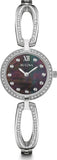 Bulova Crystal Black Mother of Pearl Dial Silver Steel Strap Watch for Women - 96L224