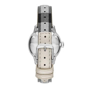 Burberry Classic Stone Silver Dial Horseberry Black Leather Strap Watch for Women - BU10103