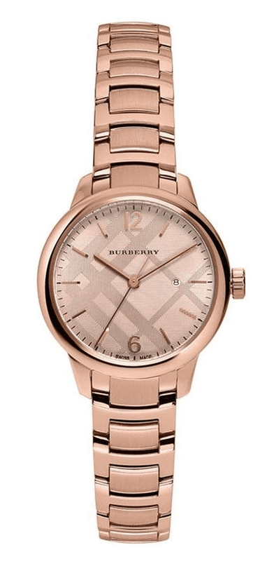 ！お値下げ早い者勝ち！　BURBERRY ローズゴールド 腕時計 Burberry The Classic Rose Gold Dial Rose Gold Steel Strap Watch