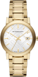 Burberry The City Silver Dial Gold Steel Strap Unisex Watch - BU9003
