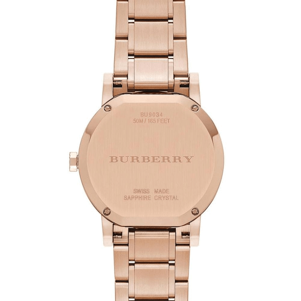 Burberry The City Rose Gold Dial Rose Gold Steel Strap Watch for Women