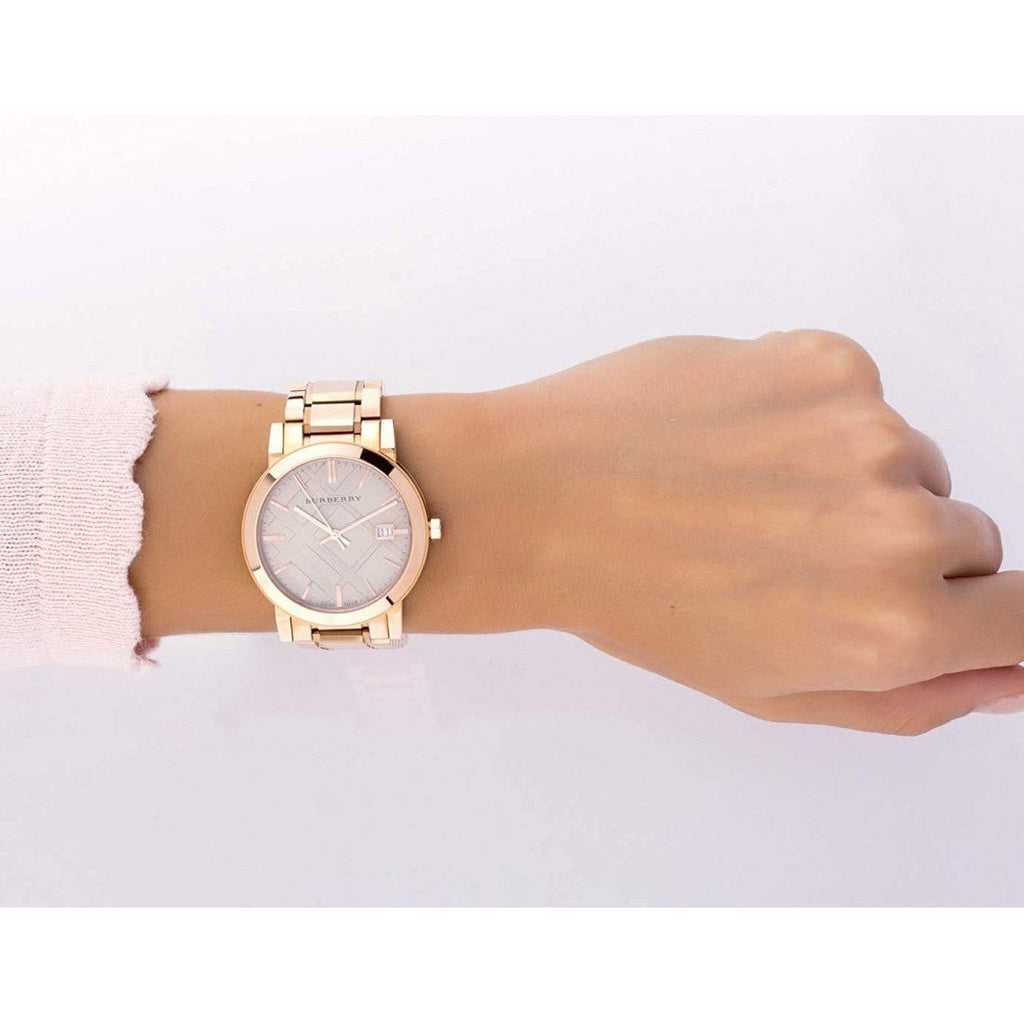 正規品【新品電池】BURBERRY BU9105/ピンクゴールド 動作品 美品 Burberry Women's Large Check Two Tone Stainless Steel Bracelet