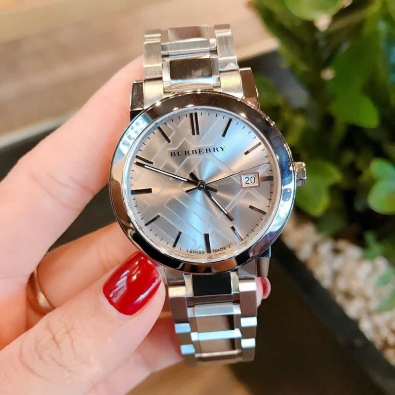 Burberry The City Silver Dial Silver Steel Strap Watch for Women
