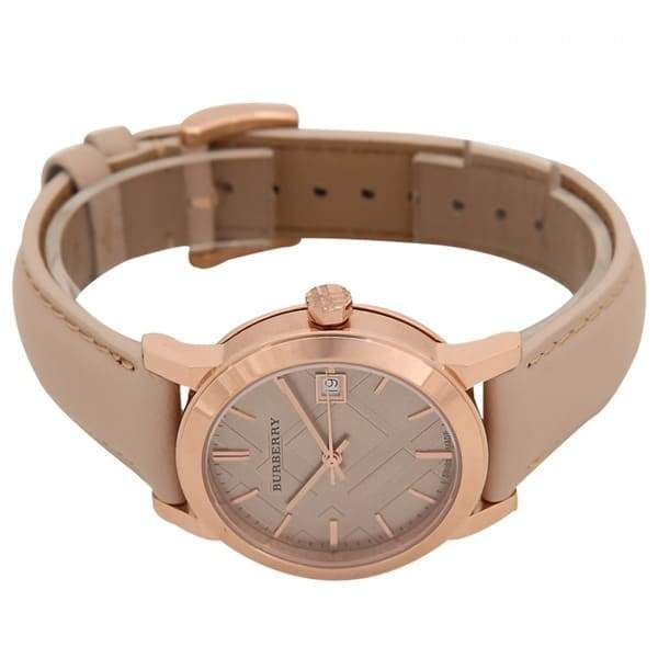 Burberry The City Beige Dial Beige Leather Strap Watch for Women - BU9