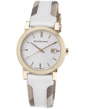 Burberry The City White Dial White Leather Strap Watch for Women - BU9015