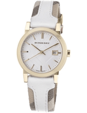 Burberry The City White Dial White Leather Strap Watch for Women - BU9110
